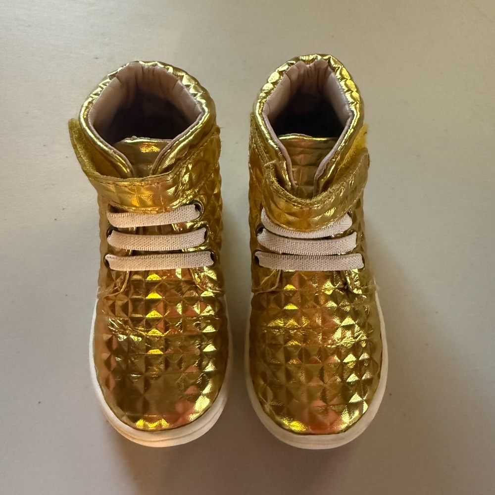 Kids Monkey Feet Metallic Gold High-Top Sneakers